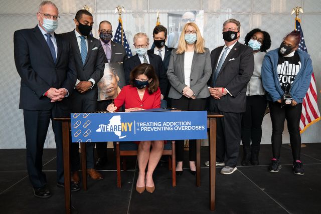 In October 2021, Gov. Kathy Hochul signed a suite of legislation to protect opioid prevention centers from legal penalties.